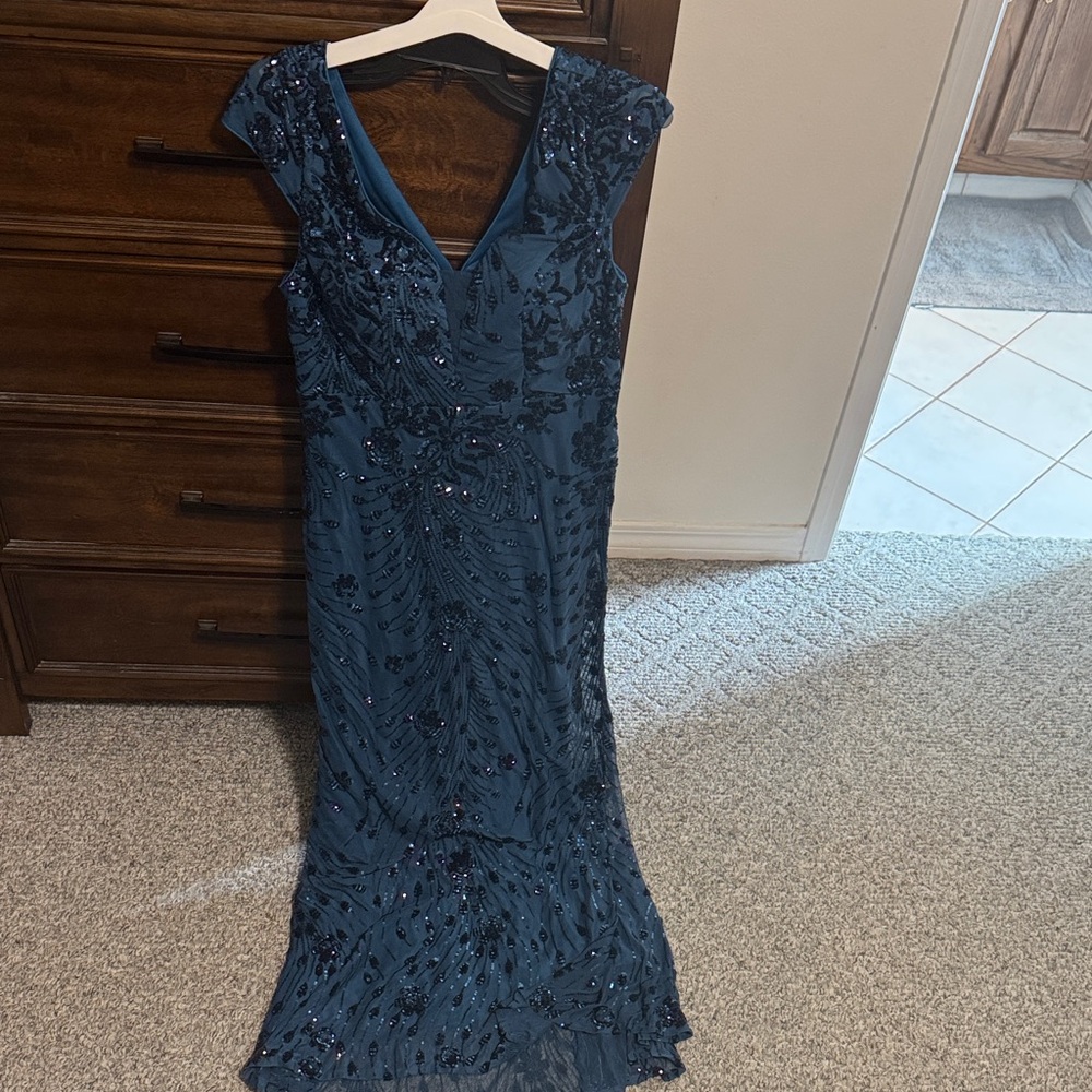 Navy Embellished Maxi Dress